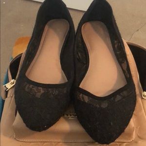 Black lace flats